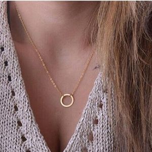 New Gold Tone  Circle Necklace